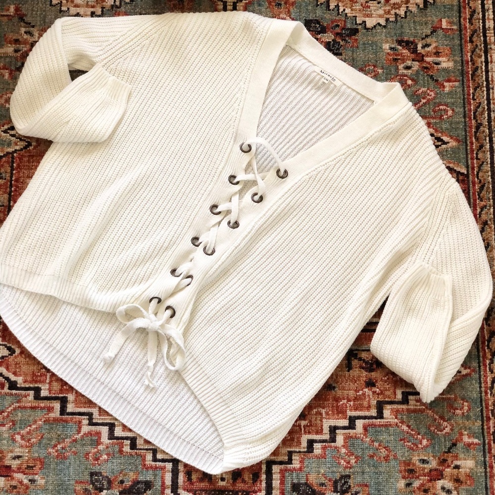 Miracle USA Oversized Tie-front Sweater